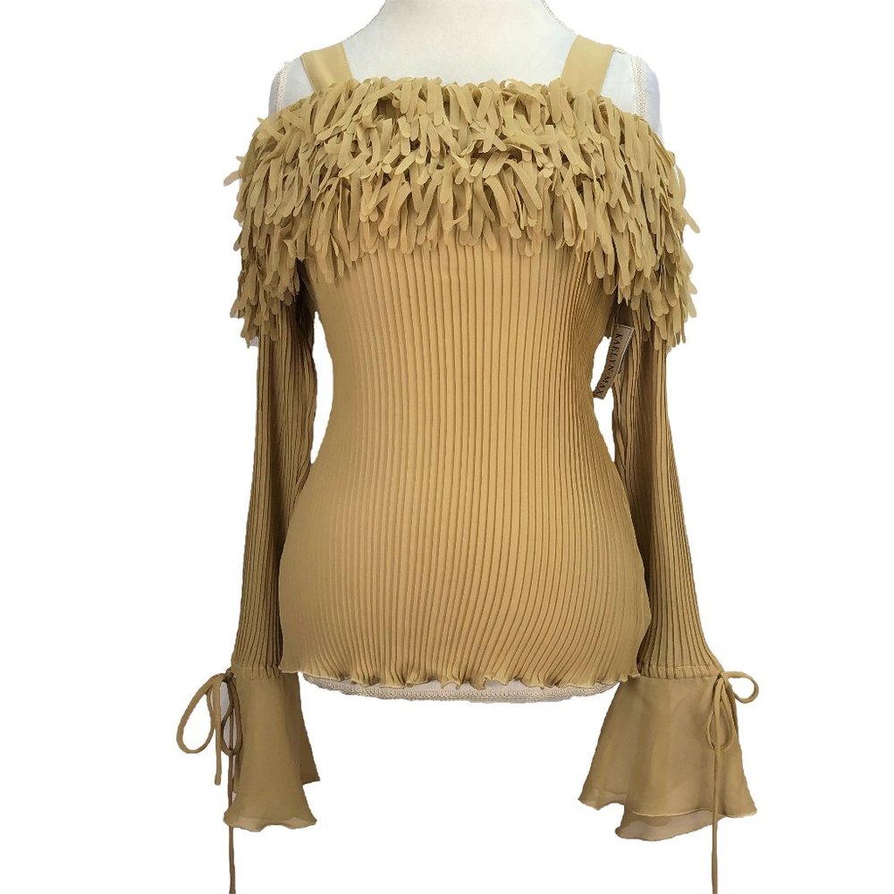 NEW! KAELYN-MAX pleated sleeveless ruffle top - SZ L